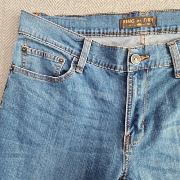 Ring of Fire Jeans Men's Size W33 L32 Straight Leg Slim Fit Med Wash Stretch - Picture 10 of 16